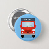 Badge Rond 5 Cm Illustration d'un camion kawaii rouge mou (Devant & derrière)