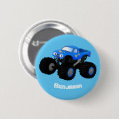 Badge Rond 5 Cm Illustration d'un camion monstre bleu mou (Devant & derrière)
