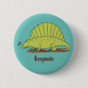 Badge Rond 5 Cm Illustration d'un dimétrodon vert mignon