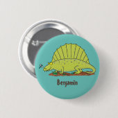 Badge Rond 5 Cm Illustration d'un dimétrodon vert mignon (Devant & derrière)