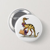 Badge Rond 5 Cm Illustration D'Un Iguanodon Avec Sacs Commerciaux. (Devant & derrière)