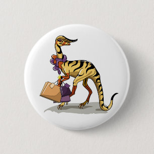 Badge Rond 5 Cm Illustration D'Un Iguanodon Avec Sacs Commerciaux.