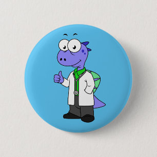 Badge Rond 5 Cm Illustration D'Un Médecin Spinosaure.