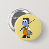 Badge Rond 5 Cm Illustration D'Un Pêcheur D'Allosaurus. (Devant & derrière)