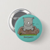 Badge Rond 5 Cm Illustration d'un petit rhinocéros (Devant & derrière)