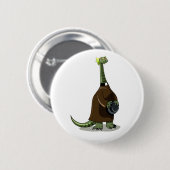 Badge Rond 5 Cm Illustration D'Un Plateosaure Habillé Comme Prêtre (Devant & derrière)