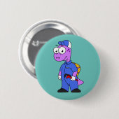 Badge Rond 5 Cm Illustration D'Un Plomber Spinosaurus. (Devant & derrière)