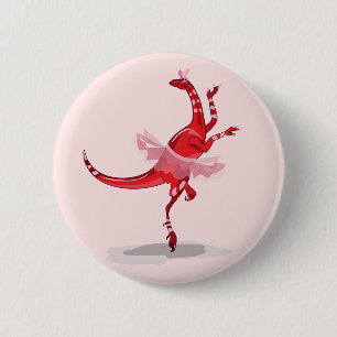 Badge Rond 5 Cm Illustration D'Un Raptor Danseur Ballerina.
