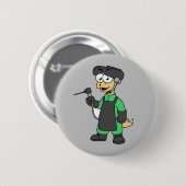 Badge Rond 5 Cm Illustration D'Un Soudeur De Stegosaurus. (Devant & derrière)