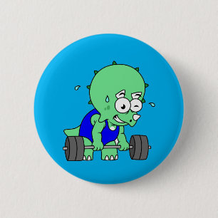 Badge Rond 5 Cm Illustration D'Un Tricératops Poids De Levage.