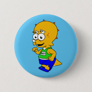 Badge Rond 5 Cm Illustration D'Un Tricératops Runner.