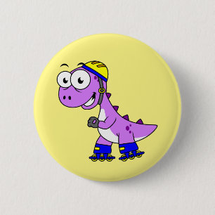 Badge Rond 5 Cm Illustration D'Un Tyrannosaurus Rex De Patinage.