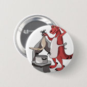 Badge Rond 5 Cm Illustration D'Une Cuisine De Chef Tyrannosaurus R (Devant & derrière)