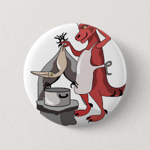 Badge Rond 5 Cm Illustration D'Une Cuisine De Chef Tyrannosaurus R
