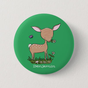 Badge Rond 5 Cm Illustration d'une jolie dessin de cerf de bébé he