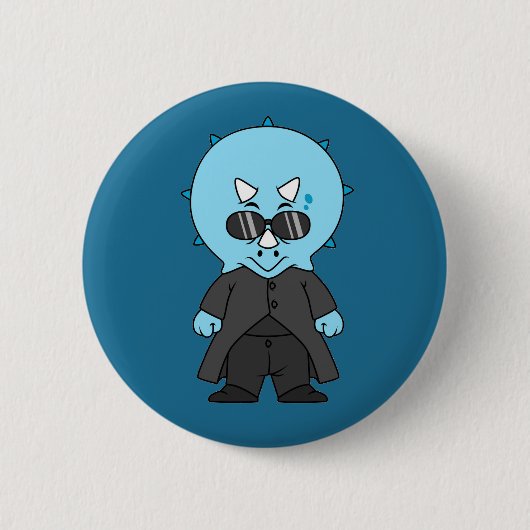 Badge Rond 5 Cm Illustration D'Une Matrice Tricératops. (Devant)