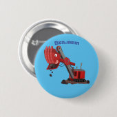 Badge Rond 5 Cm Illustration d'une pelle à vapeur rouge mou (Devant & derrière)