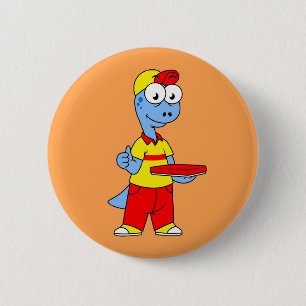 Badge Rond 5 Cm Illustration D'Une Personne Qui Livrait Le Brontos