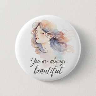 Badge Rond 5 Cm Illustration élégante et romantique de fille – Vou