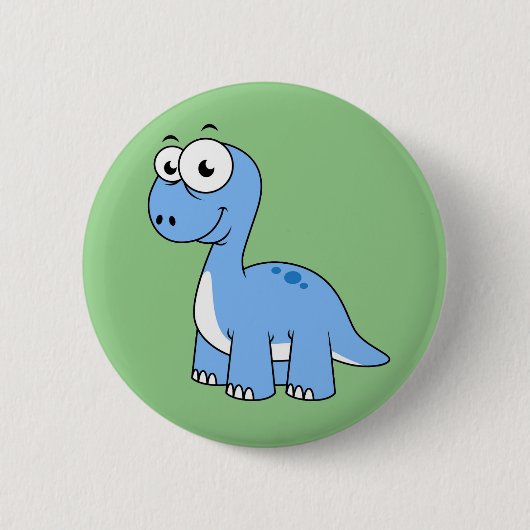 Badge Rond 5 Cm Illustration Mignonne D'Un Brontosaurus. (Devant)