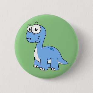Badge Rond 5 Cm Illustration Mignonne D'Un Brontosaurus.