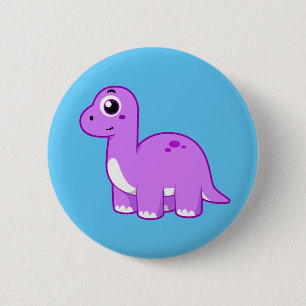 Badge Rond 5 Cm Illustration Mignonne D'Un Brontosaurus Dinosaure.
