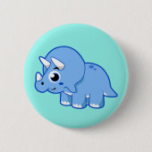 Badge Rond 5 Cm Illustration Mignonne D'Un Dinosaure Tricératops. (Devant)