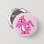 Badge Rond 5 Cm Illustration Mignonne D'Un Pterodactyl. (Devant & derrière)