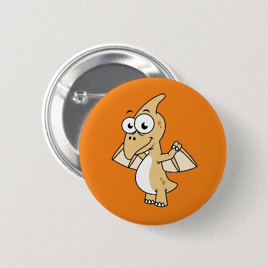 Badge Rond 5 Cm Illustration Mignonne D'Un Pterodactyl. 2 (Devant & derrière)