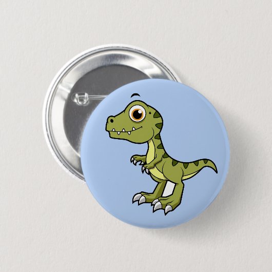 Badge Rond 5 Cm Illustration Mignonne D'Un Rex Tyrannosaurus. (Devant & derrière)