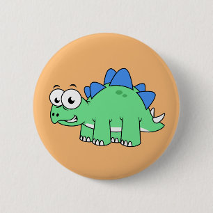 Badge Rond 5 Cm Illustration Mignonne D'Un Stegosaurus. 2