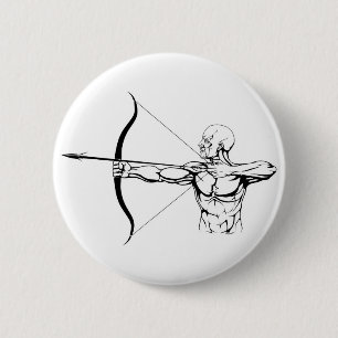 Badge Rond 5 Cm Illustration noire et blanche d'archer
