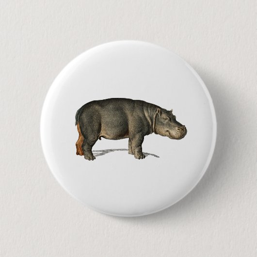 Badge Rond 5 Cm Illustration réaliste Hippo hippopotame (Devant)