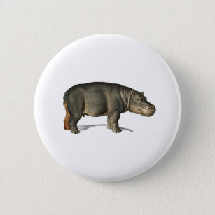 Badge Rond 5 Cm Illustration réaliste Hippo hippopotame