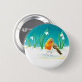 Badge Rond 5 Cm Illustration Red Robin Bird (Devant & derrière)