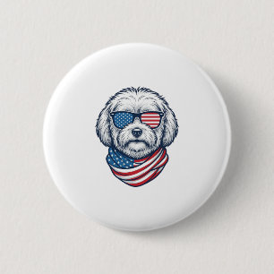 Badge Rond 5 Cm Illustration vectorielle de chien duveteux patriot