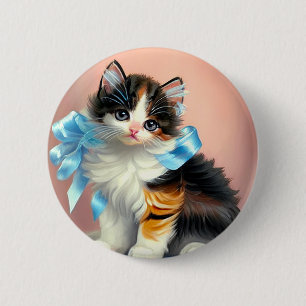 Badge Rond 5 Cm Illustration vintage Calico Kitten