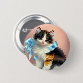 Badge Rond 5 Cm Illustration vintage Calico Kitten (Devant & derrière)