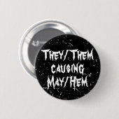 Badge Rond 5 Cm Ils/Eux Causant Mai/Hem Drôle Non Binary (Devant & derrière)