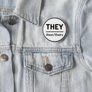 Badge Rond 5 Cm Ils Eux Leur Pronoun Bouton - Blanc
