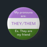 Badge Rond 5 Cm Ils/eux pronouns bouton drapeau de la genderqueer<br><div class="desc">Ils/eux prononouns avec exemple sur le drapeau de la queer</div>