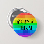 Badge Rond 5 Cm Ils Pronononounes LGBTQ Arc-en-ciel (Devant & derrière)