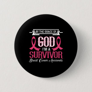 Badge Rond 5 Cm I'm A Survivor Breast Cancer Awareness Pink Ribbon