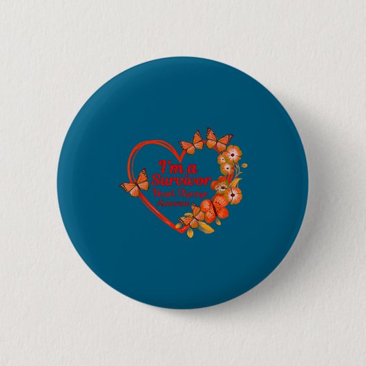 Badge Rond 5 Cm I'm A Survivor Heart Disease Awareness Red Butterf (Devant)