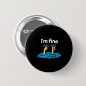 Badge Rond 5 Cm I'm Fine Thumbs Up Two Like Hand Funny Sarcasm Hum (Devant & derrière)