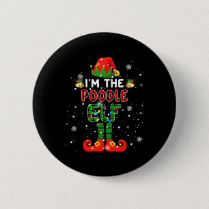 Badge Rond 5 Cm Im Le Poodle Elf Xmas Rouge Plaid Elf Costume Chie