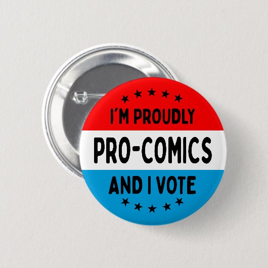 Badge Rond 5 Cm "I'm Pro-Comics, and I Vote" Button (Devant & derrière)