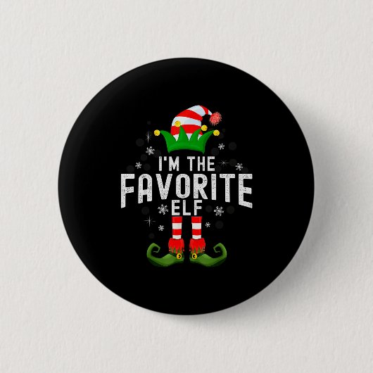 Badge Rond 5 Cm I'm The Favorite Elf Christmas Family Pjs Costume (Devant)