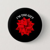 Badge Rond 5 Cm "I'm The Gift" Surdimensionné Red Bow Fun Christma (Devant)