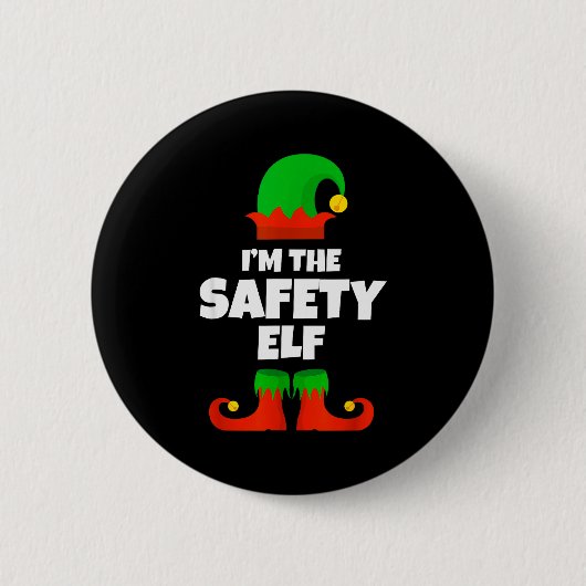 Badge Rond 5 Cm I'm The Safety Elf Family Pajama Christmas Officer (Devant)